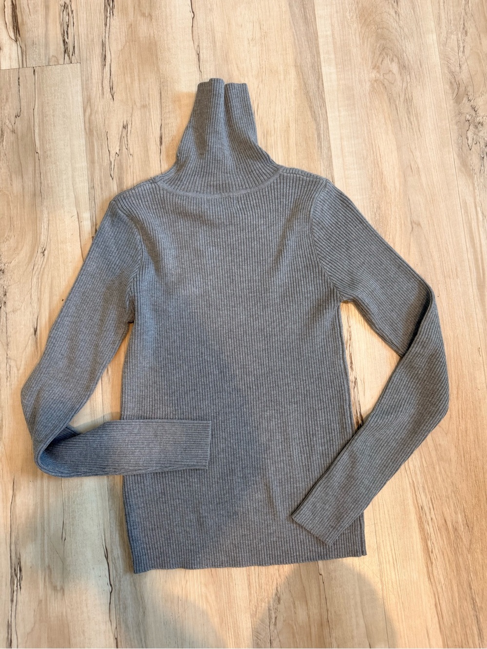 Women’s Gray Turtleneck Sweater with Stud Detail - Picture 2 of 6